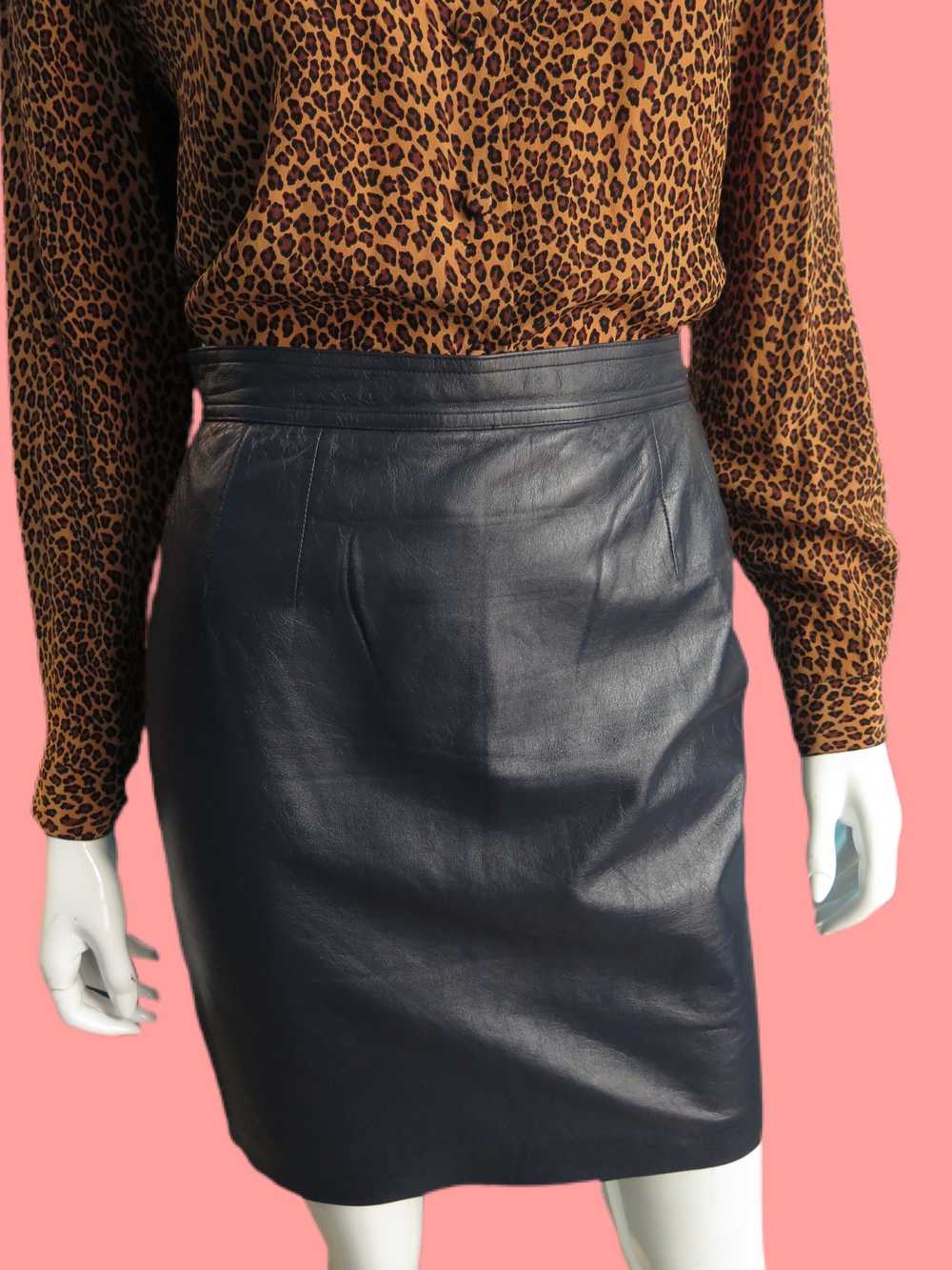 Ungaro Parallel Blueberry Leather Mini Skirt - image 2