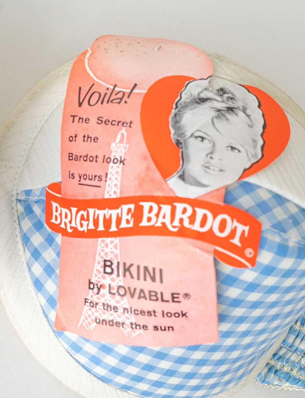 1960s Brigitte Bardot Gingham Bikini Suntop - image 1