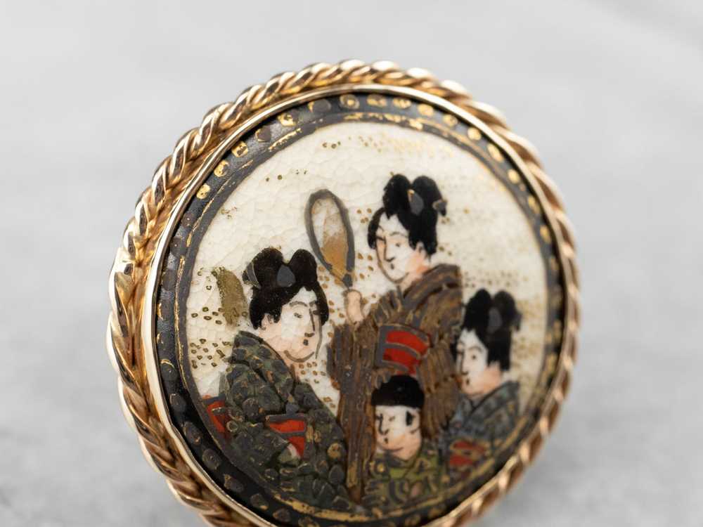 Japanese Geisha Painted Porcelain Ring - image 6