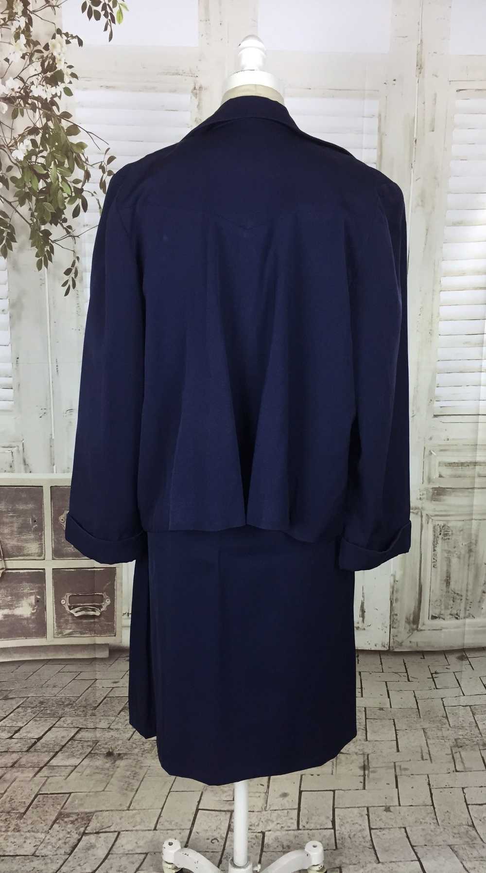 Original 1950s Navy Blue Vintage Wool Skirt Suit … - image 5