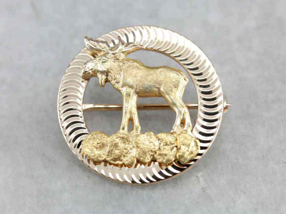 Upcycled Gold Moose Pin - image 1
