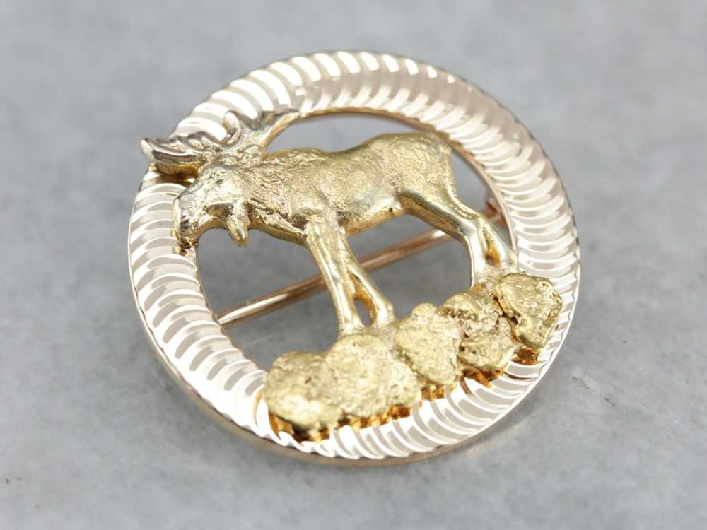 Upcycled Gold Moose Pin - image 2