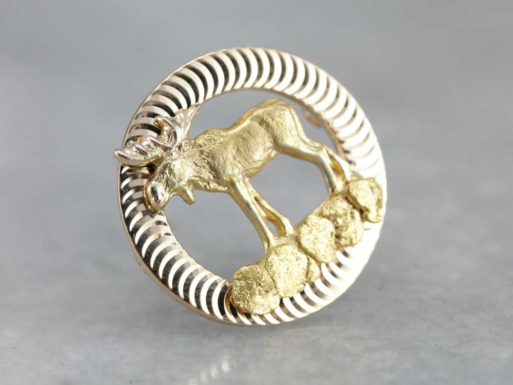 Upcycled Gold Moose Pin - image 5