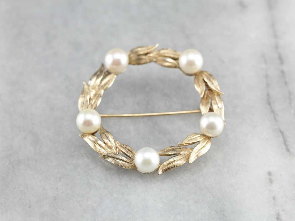 Vintage Pearl Wreath Pin - image 1