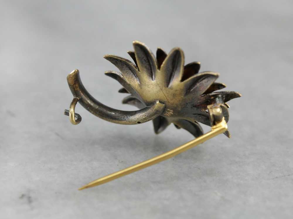 Art Nouveau Old Mine Cut Diamond Sunflower Pin - image 5