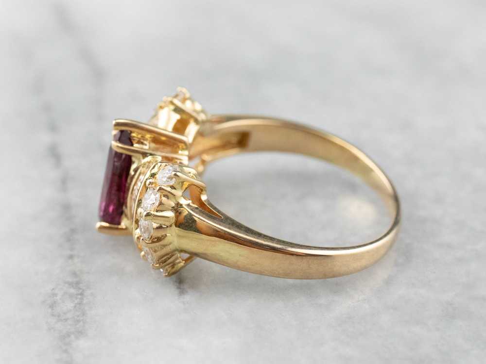 Teardrop Ruby and Diamond 18K Gold Ring - image 4
