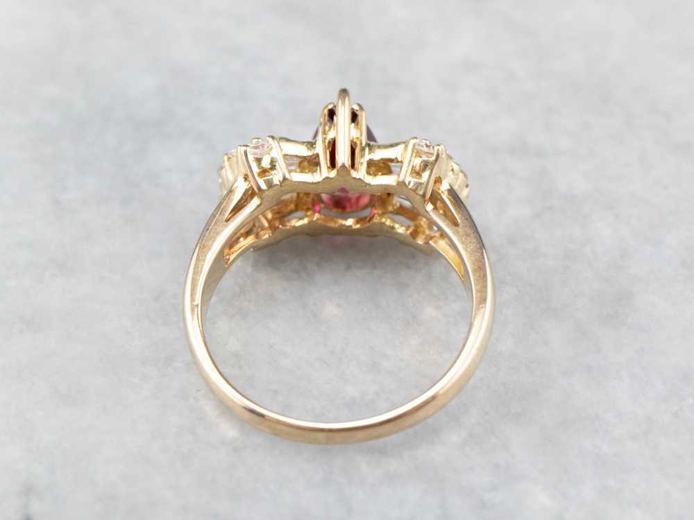 Teardrop Ruby and Diamond 18K Gold Ring - image 5