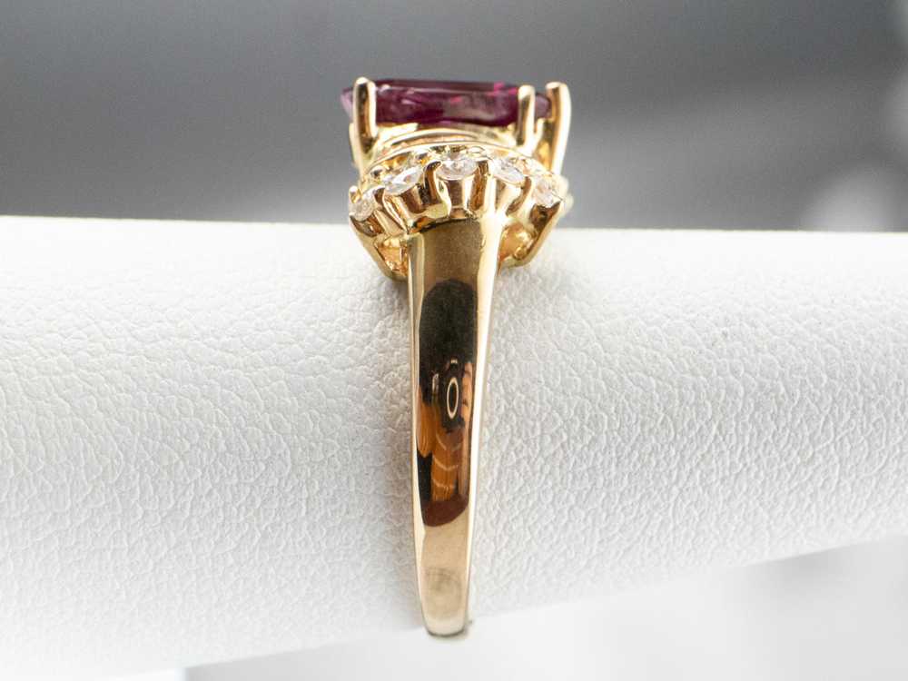 Teardrop Ruby and Diamond 18K Gold Ring - image 8