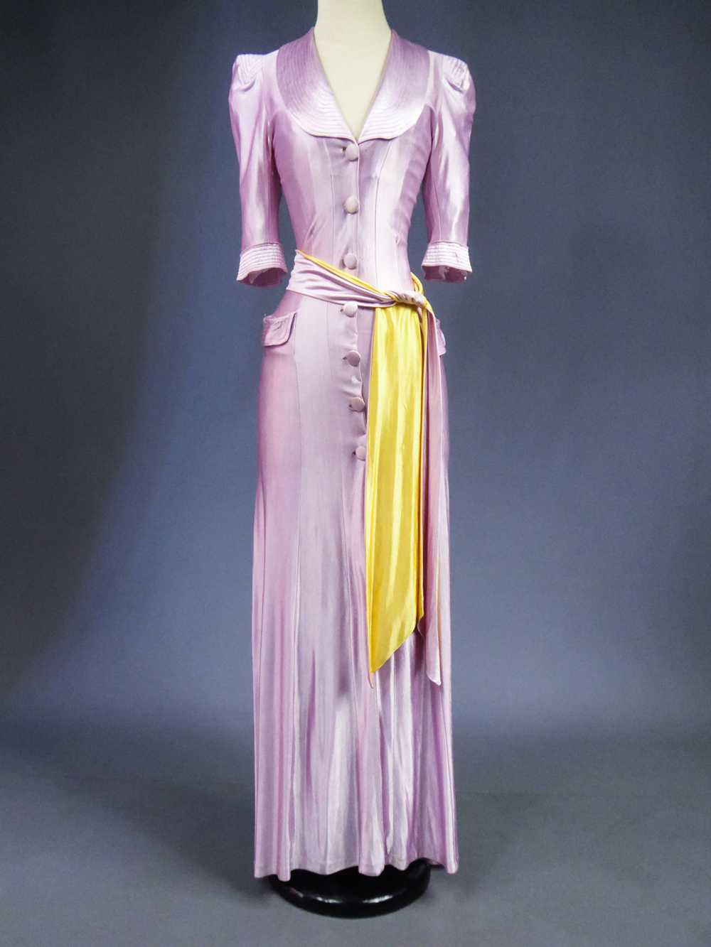 Evening Dress in Fibranne Circa 1940 - image 2