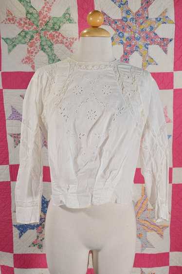 Antique Edwardian/Victorian White Cotton & Lace Bl