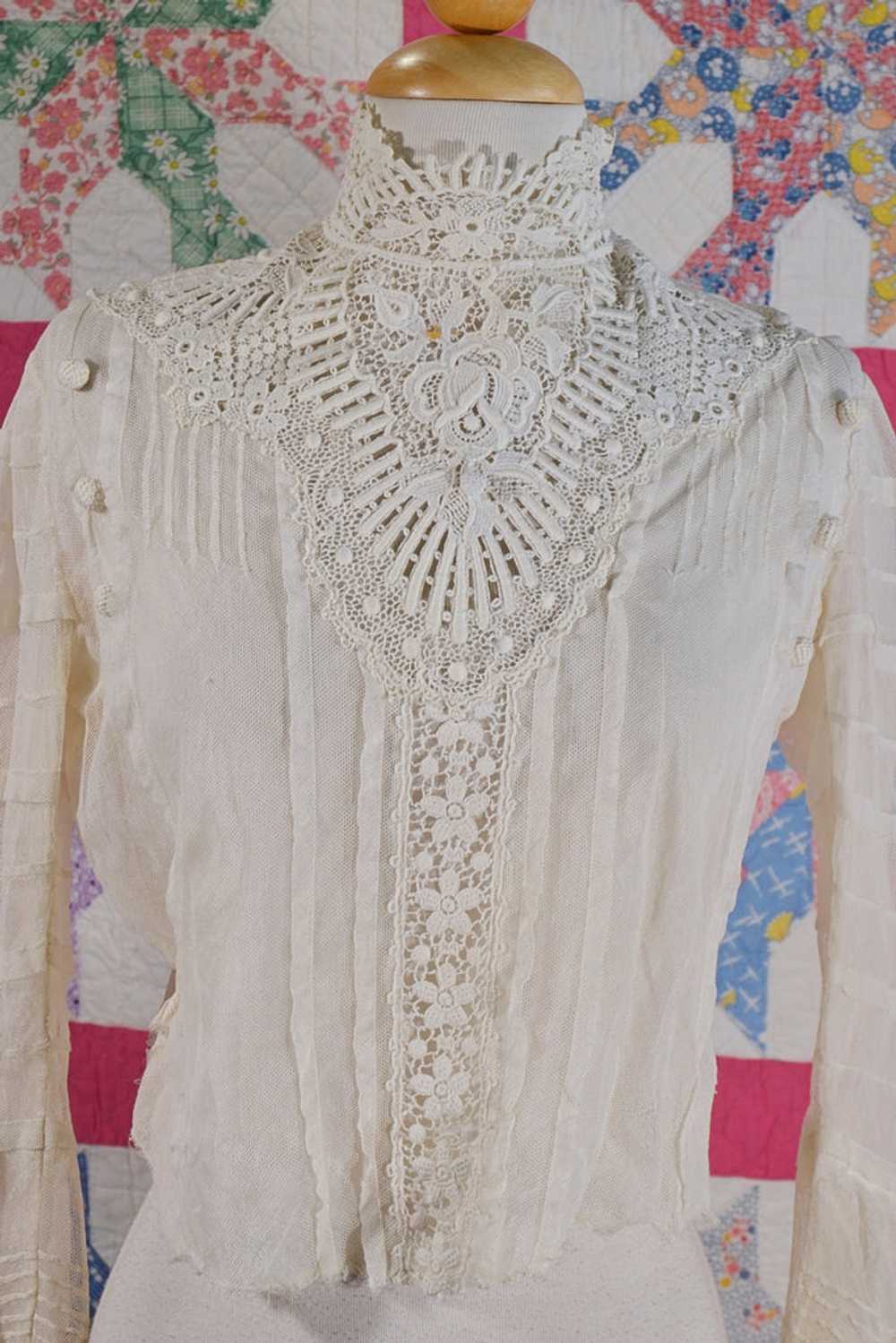 Antique Edwardian/Victorian Lace & Net Blouse, St… - image 2