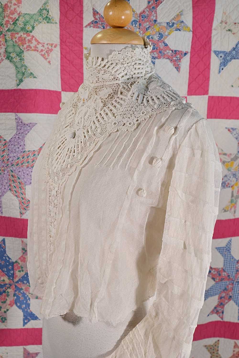 Antique Edwardian/Victorian Lace & Net Blouse, St… - image 6