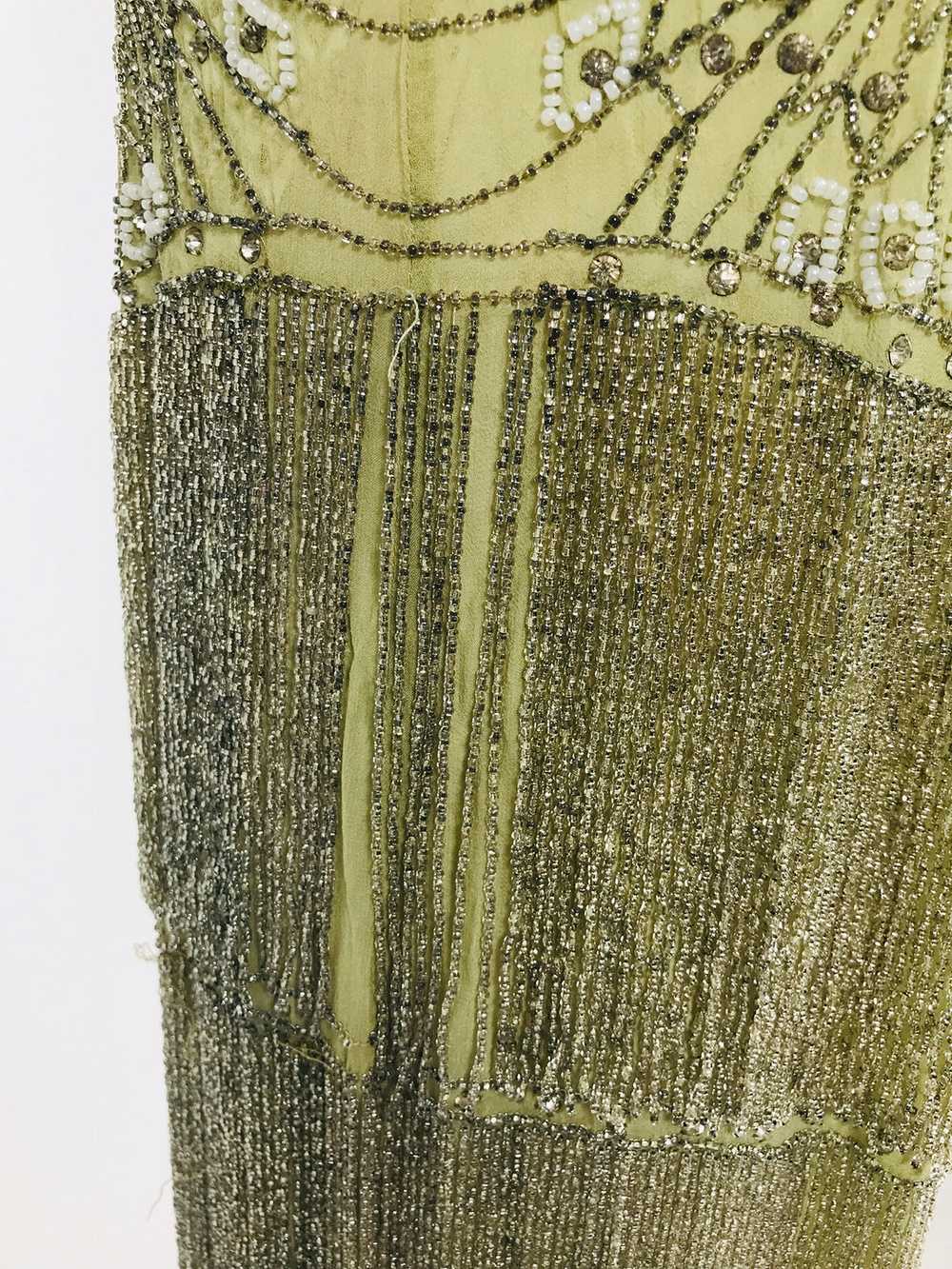 1920s Beaded Spiders Web Flapper Dress in Mint Gr… - image 10