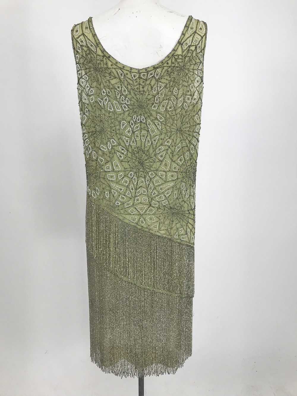 1920s Beaded Spiders Web Flapper Dress in Mint Gr… - image 3