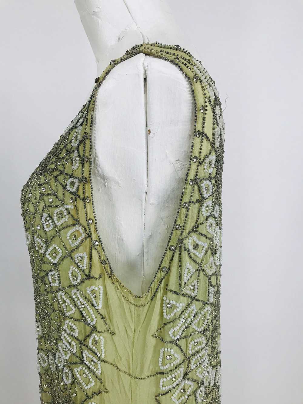 1920s Beaded Spiders Web Flapper Dress in Mint Gr… - image 6