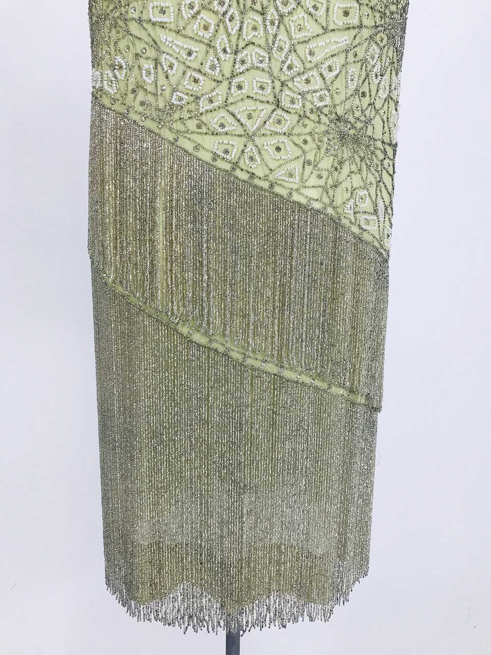 1920s Beaded Spiders Web Flapper Dress in Mint Gr… - image 9