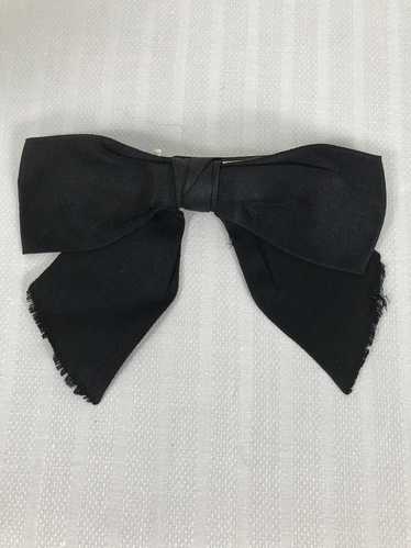 Chanel Black Silk Ribbon Clip on Hair Bow 1980s V… - image 1