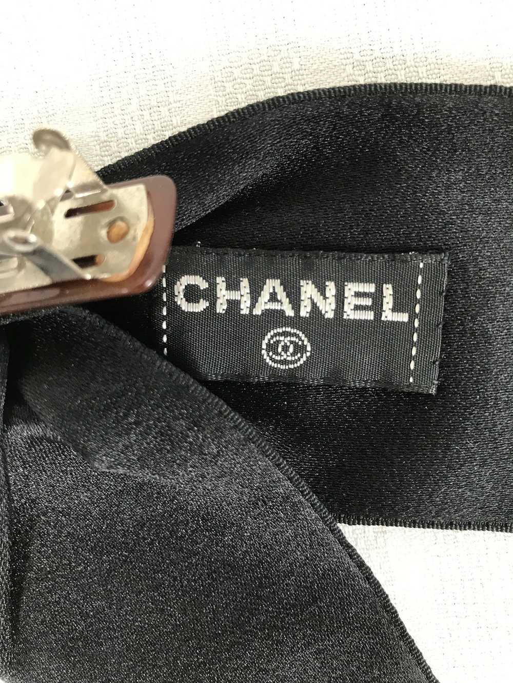 Chanel Black Silk Ribbon Clip on Hair Bow 1980s V… - image 8