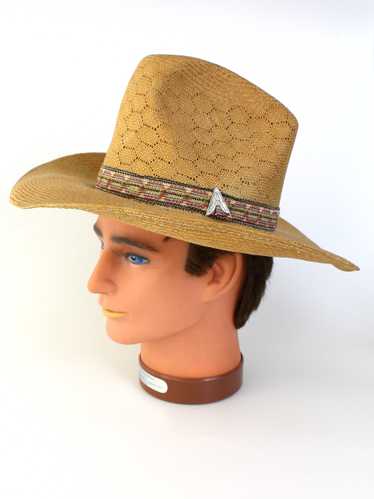 1980's Size Label Mens Straw Cowboy Western Hat - image 1