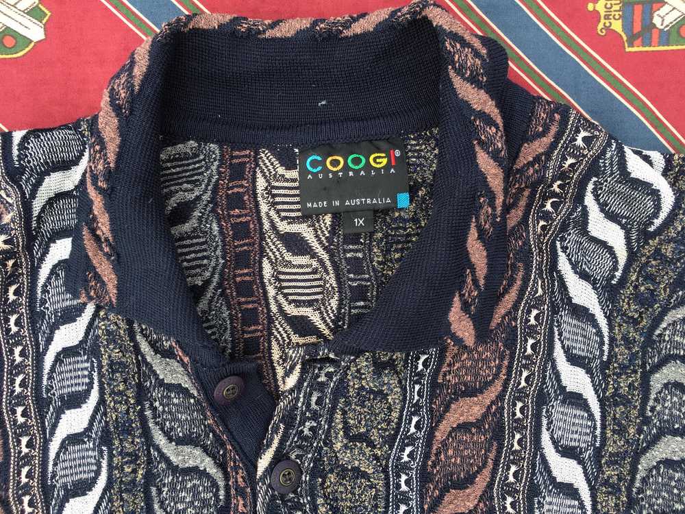 Vintage Coogi 3D knitted polo neck cotton blend j… - image 2