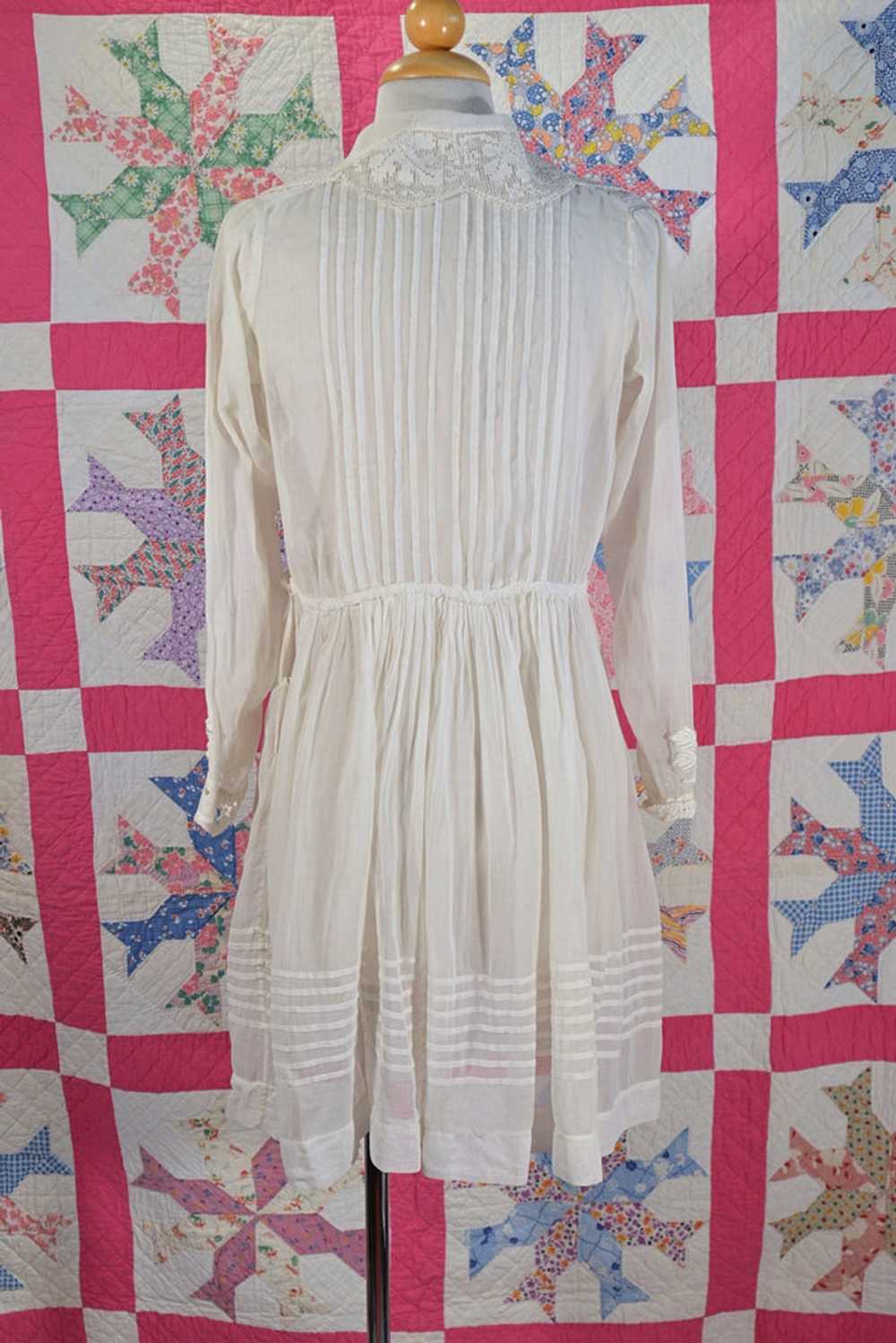 Antique Edwardian Lawn Dress, Vintage Lace Mini D… - image 4