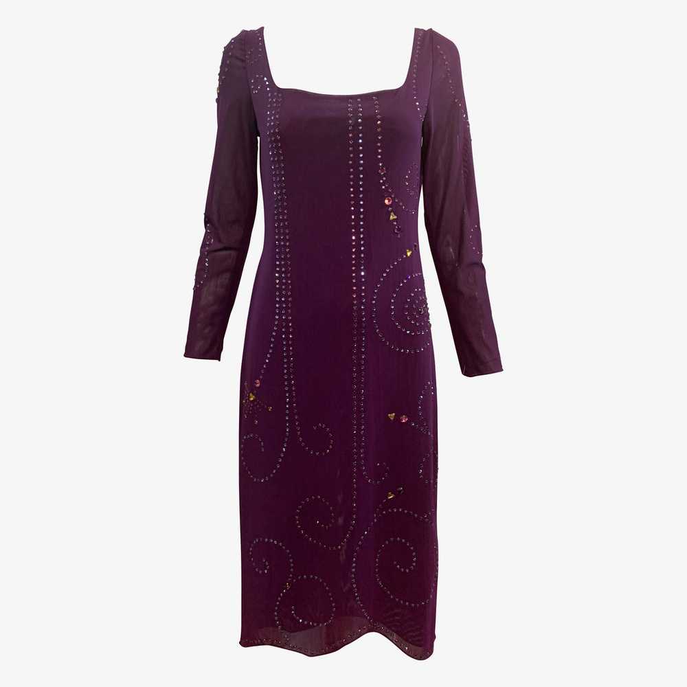 Sant Angelo 70s Dress Purple Studded with Rhinest… - image 1