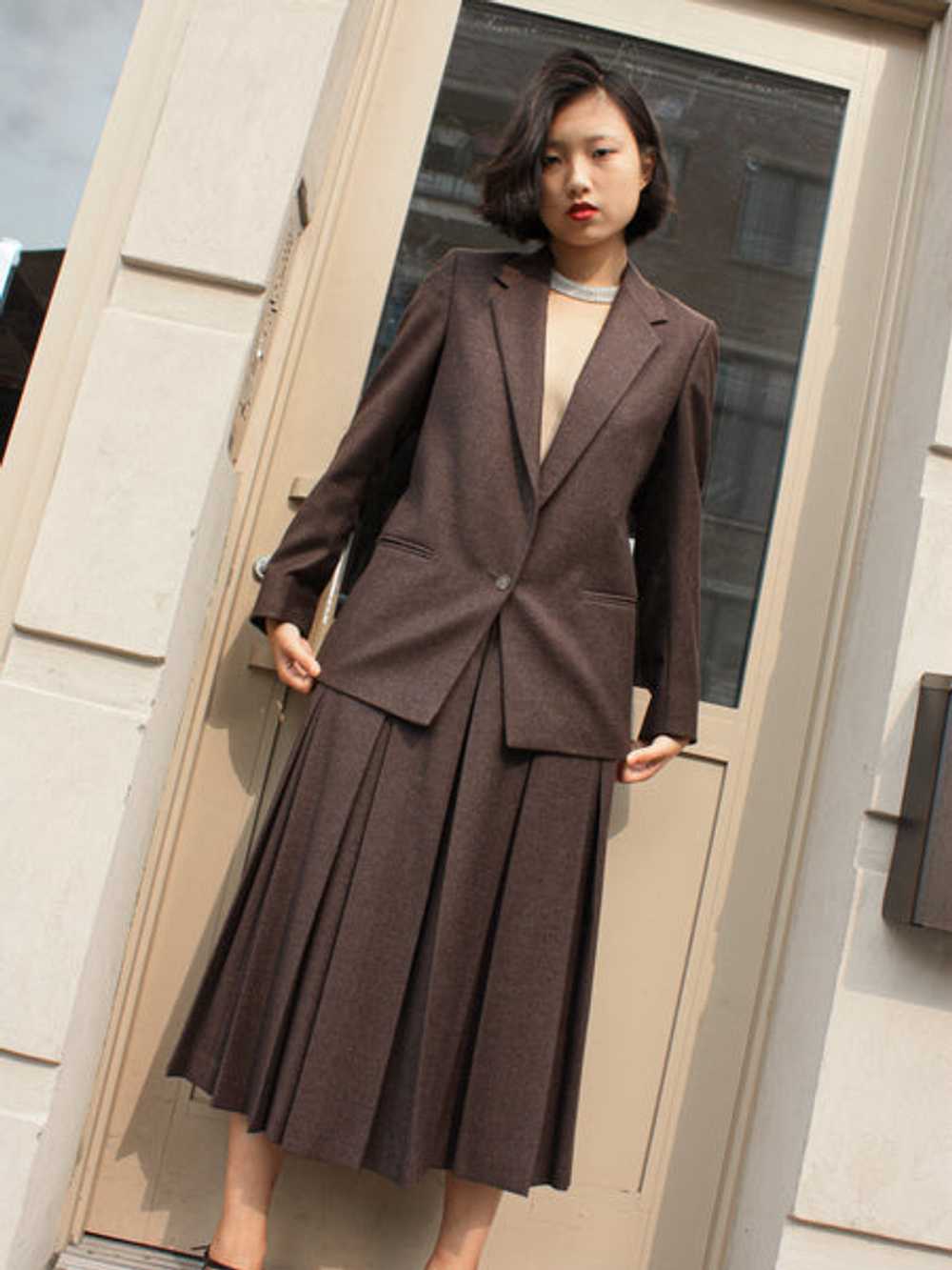 Pleated Wool Skirt Set - image 3