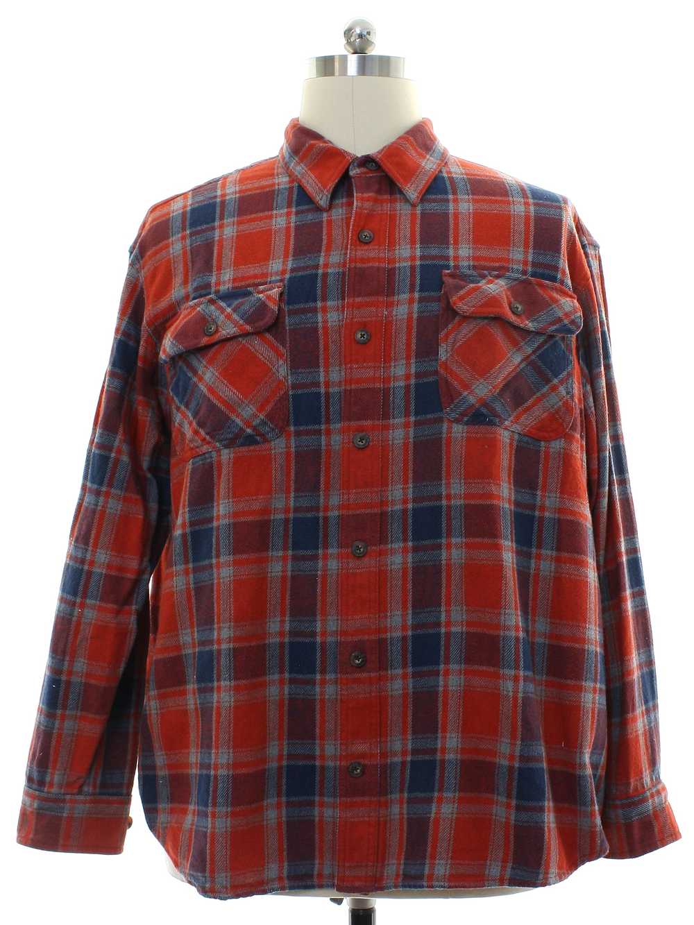 1990's Duluth Trading Co Mens Plaid Cotton Sport … - image 1