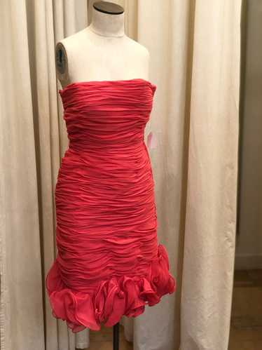 1980's Lillie Rubin Ruched Coral Dress - image 1