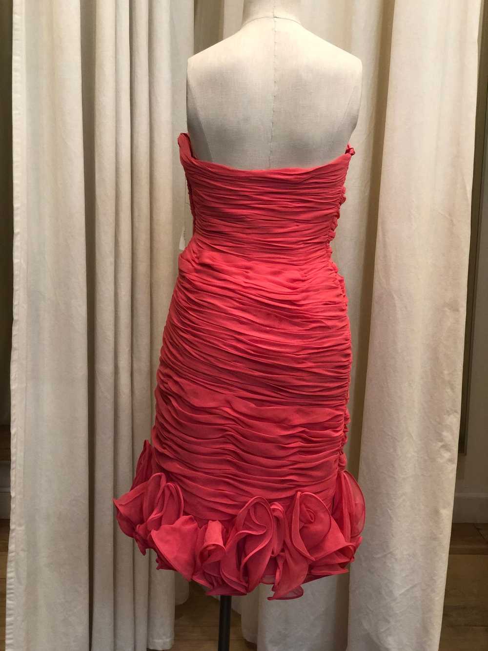 1980's Lillie Rubin Ruched Coral Dress - image 3