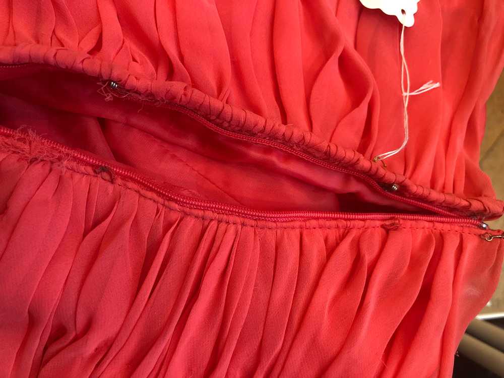 1980's Lillie Rubin Ruched Coral Dress - image 6
