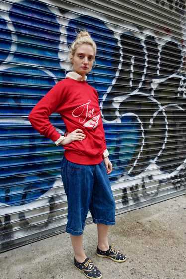 1950's Long Red Cheerleading Sweatshirt