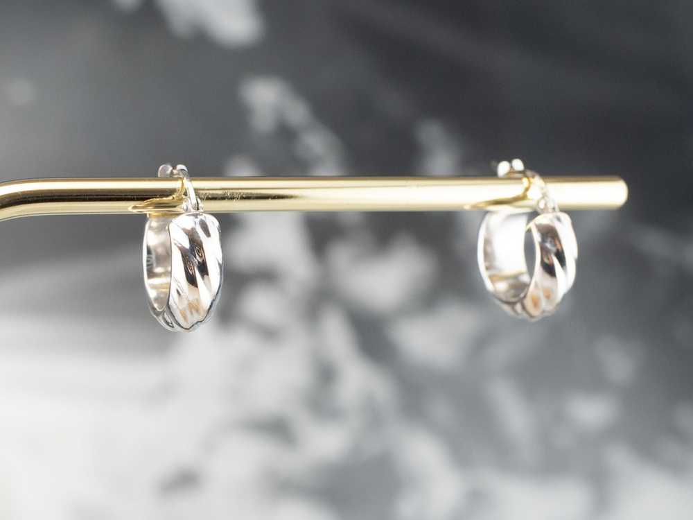 18K White Gold Cuff Hoop Earrings - image 10