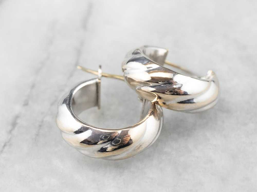 18K White Gold Cuff Hoop Earrings - image 2