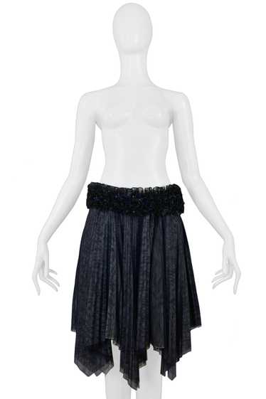CHANEL PLEATED SKIRT WITH FLORAL SEQUIN WAISTBAND - image 1