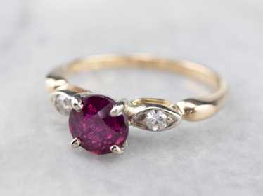 Pink Sapphire and Diamond Two Tone Gold Ring - image 1