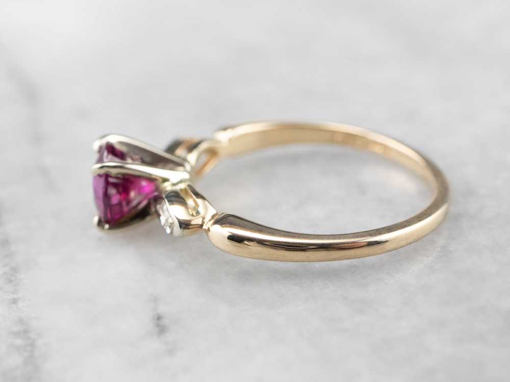 Pink Sapphire and Diamond Two Tone Gold Ring - image 4