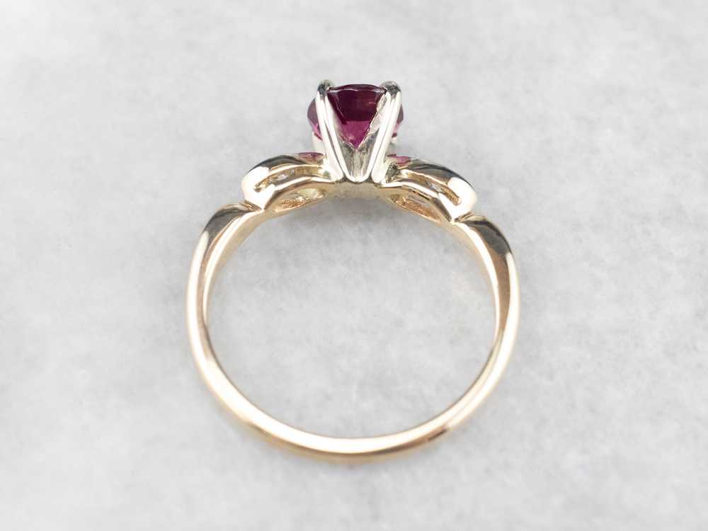 Pink Sapphire and Diamond Two Tone Gold Ring - image 5