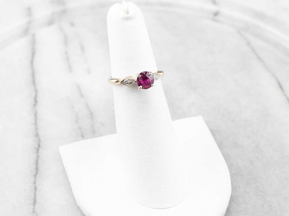 Pink Sapphire and Diamond Two Tone Gold Ring - image 7