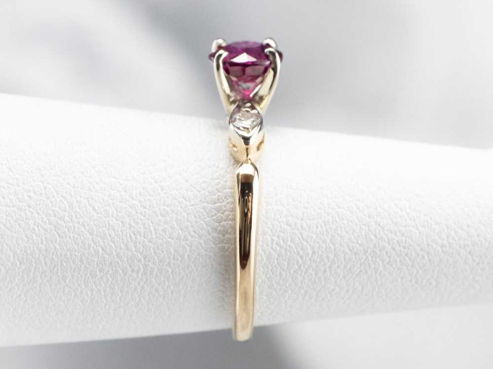 Pink Sapphire and Diamond Two Tone Gold Ring - image 9