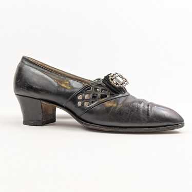1910s-1920s Buckle Leather Heels | Approx Size 8-… - image 1