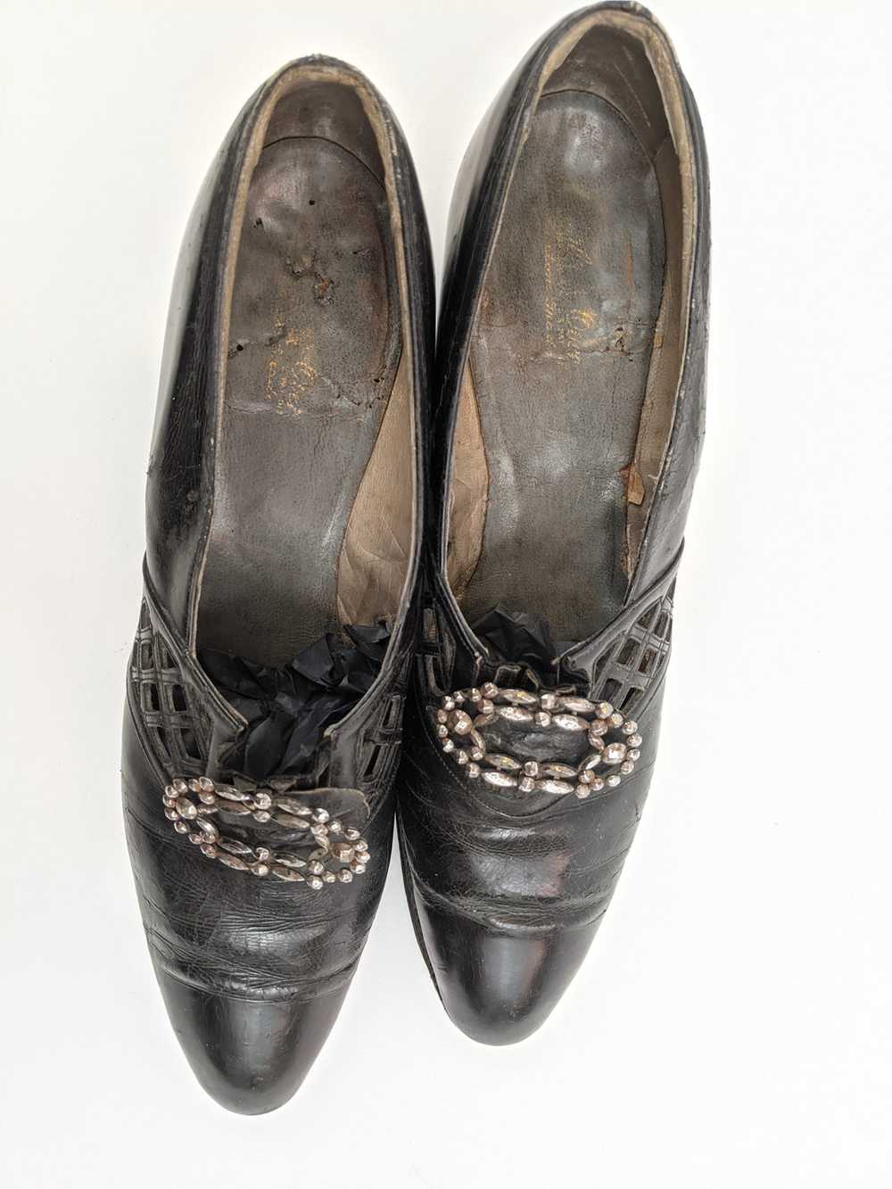 1910s-1920s Buckle Leather Heels | Approx Size 8-… - image 4