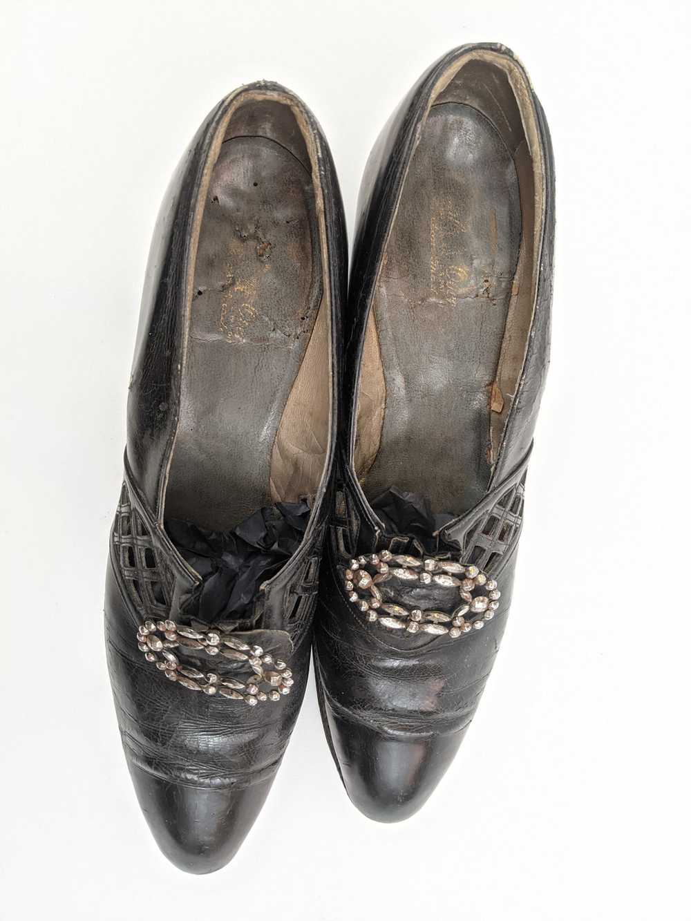 1910s-1920s Buckle Leather Heels | Approx Size 8-… - image 5