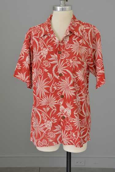 1940s 50s Red White Atomic Floral and Pineapple Pr