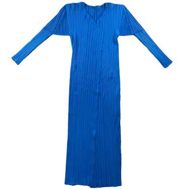 Issey Miyake Cobalt Blue Pleated Robe with Pockets