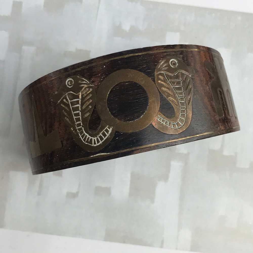 Cobra Snake Egyptian Style Wood Cuff Bracelet - image 2