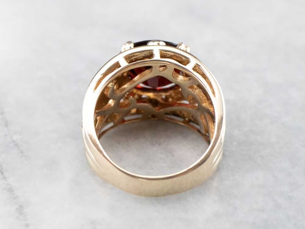 Pyrope Garnet and Diamond Two Tone Gold Ring - image 5