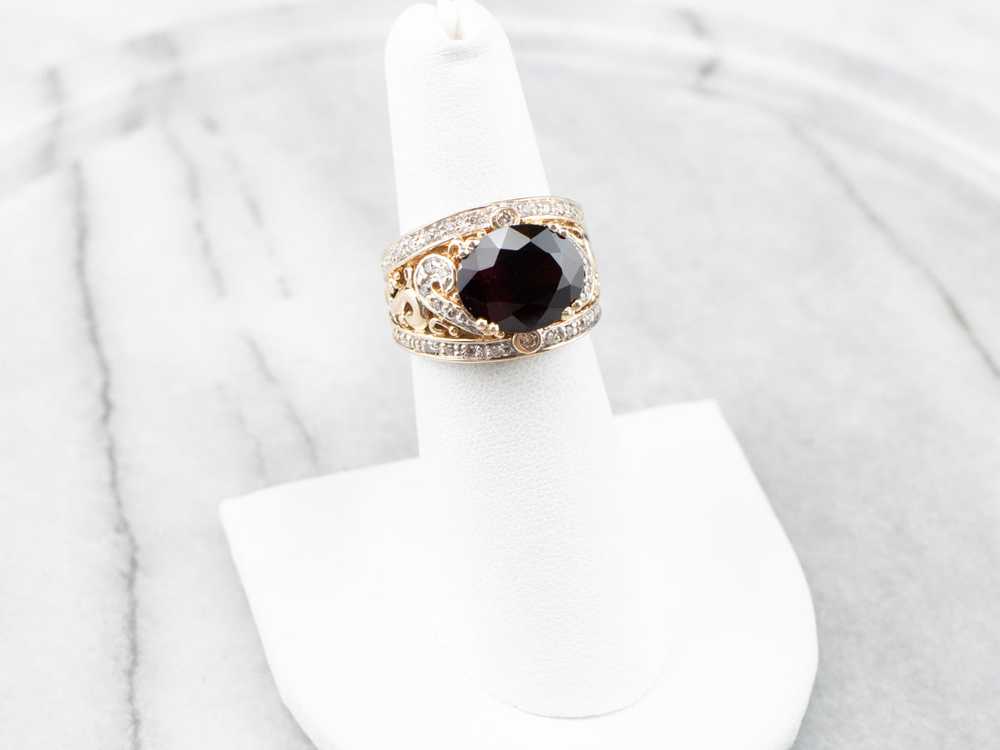 Pyrope Garnet and Diamond Two Tone Gold Ring - image 7