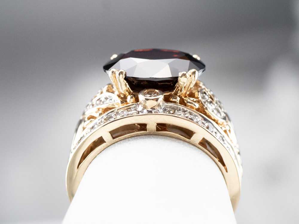 Pyrope Garnet and Diamond Two Tone Gold Ring - image 8