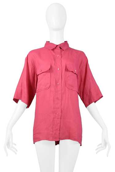 YVES SAINT LAURENT YSL PINK LINEN SAFARI SHIRT